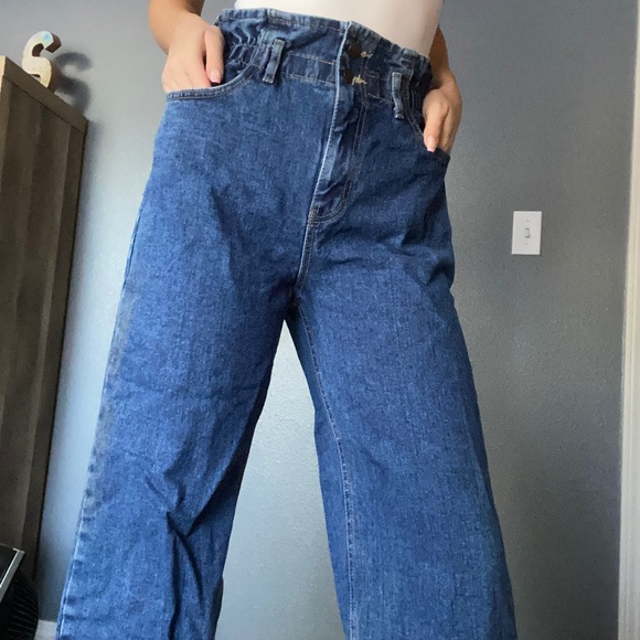 Elastic flared blue jeans - Picture 2 of 3